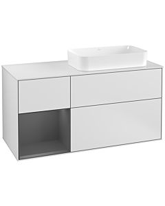 Villeroy und Boch Finion Villeroy und Boch F271GKMT 120cm, plaque de finition blanc mat, étagère gauche anthracite mat, laqué blanc mat