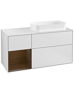 Villeroy und Boch Finion Villeroy und Boch F271GNMT 120cm, couvercle blanc mat, étagère gauche placage noyer, blanc laqué mat