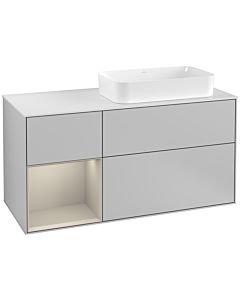Villeroy und Boch Finion Villeroy und Boch F271HHGJ 120cm, plaque de recouvrement blanc mat, étagère gauche Sand Matt Lacquer , gris clair mat