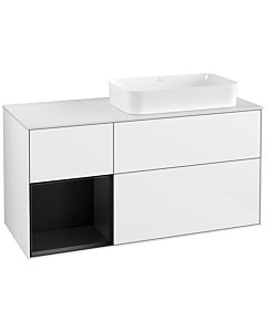 Villeroy und Boch Finion Villeroy und Boch Finion F271PDGF 120cm, cover plate white matt, shelf left black matt lacquer, glossy white lacquer
