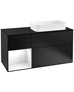 Villeroy und Boch Finion Villeroy und Boch Finion F272GFPD 120cm, cover plate black matt, shelf left Glossy white lacquer, black matt lacquer