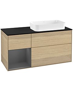 Villeroy und Boch Finion Villeroy und Boch Finion F272GKPC 120cm, cover plate black matt, shelf left anthracite matt, Oak Veneer