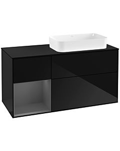 Villeroy und Boch Finion Villeroy und Boch F272GKPH 120cm, plaque de finition noir mat, étagère gauche anthracite mat, Glossy Black Lacquer