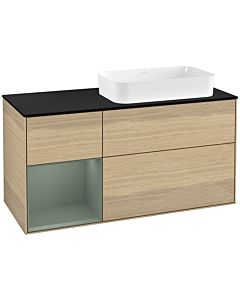 Villeroy und Boch Finion Villeroy und Boch Finion F272GMPC 120cm, cover plate black matt, shelf on the left Olive Matt Lacquer , Oak Veneer