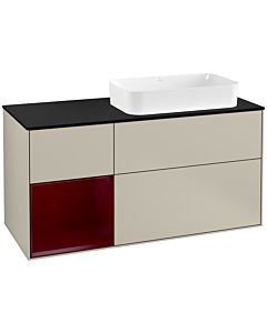 Villeroy und Boch Finion Villeroy und Boch F272HBHH 120cm, plaque de finition noir mat, étagère à gauche Peony , Sand Matt Lacquer