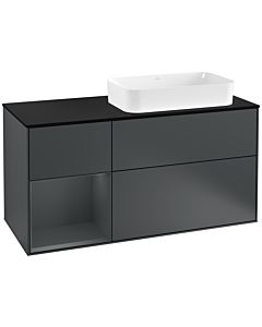 Villeroy und Boch Finion Waschtischunterschrank F272HGHG 120cm, Abdeckplatte black matt, Regal links Midnight Blue Matt Lacquer, Midnight Blue Matt Lacquer