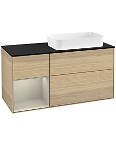 Villeroy und Boch Finion Villeroy und Boch Finion F272HHPC 120cm, cover plate black matt, shelf on the left Sand Matt Lacquer , Oak Veneer