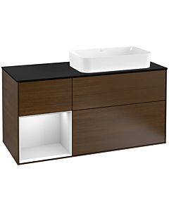 Villeroy und Boch Finion Villeroy und Boch Finion F272MTGN 120cm, cover plate black matt, shelf left white matt lacquer, walnut veneer