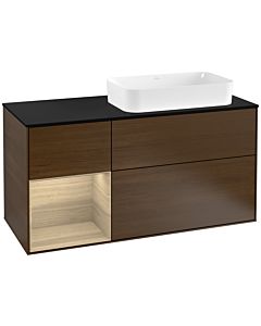 Villeroy und Boch Finion Villeroy und Boch Finion F272PCGN 120cm, cover plate black matt, shelf left Oak Veneer , Oak Veneer veneer