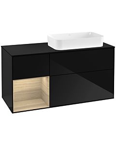 Villeroy und Boch Finion Villeroy und Boch Finion F272PCPH 120cm, cover plate black matt, shelf left Oak Veneer , Glossy Black Lacquer