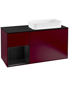Villeroy und Boch Finion Villeroy und Boch F272PDHB 120cm, plaque de finition noir mat, étagère gauche laqué noir mat, Peony Matt