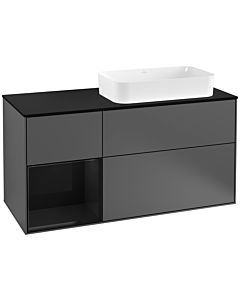 Villeroy und Boch Finion Villeroy und Boch F272PHGK 120cm, plaque de finition noir mat, étagère gauche Glossy Black Lacquer , anthracite mat