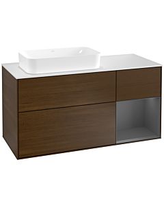 Villeroy und Boch Finion Villeroy und Boch Finion F281GKGN 120cm, cover plate white matt, shelf on the right anthracite matt, walnut veneer