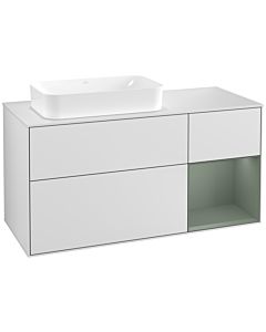 Villeroy und Boch Finion Villeroy und Boch F281GMMT 120cm, plaque de recouvrement blanc mat, étagère à droite Olive Matt Lacquer , laqué blanc mat