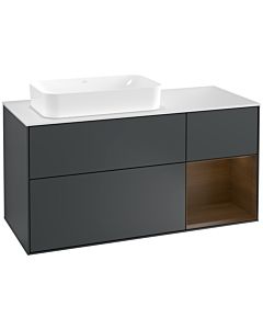 Villeroy und Boch Finion Villeroy und Boch F281GNHG 120cm, plateau blanc mat, étagère droite placage Blue Matt Lacquer , Midnight Blue Matt Lacquer