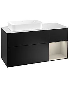 Villeroy und Boch Finion Villeroy und Boch F281HHPD 120cm, plaque de recouvrement blanc mat, étagère à droite Sand mat, laqué noir mat