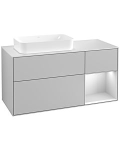 Villeroy und Boch Finion Villeroy und Boch Finion F281MTGJ 120cm, cover plate white matt, shelf on the right white matt lacquer, light gray matt