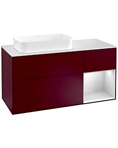 Villeroy und Boch Finion Waschtischunterschrank F281MTHB 120cm, Abdeckplatte white matt, Regal rechts White matt lacquer, Peony Matt