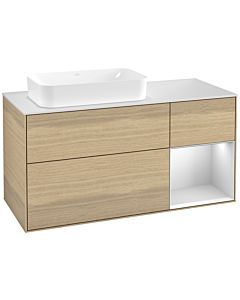 Villeroy und Boch Finion Villeroy und Boch Finion F281MTPC 120cm, cover plate white matt, shelf on the right white matt lacquer, Oak Veneer