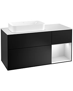 Villeroy und Boch Finion Waschtischunterschrank F281MTPD 120cm, Abdeckplatte white matt, Regal rechts White matt lacquer, Black matt lacquer