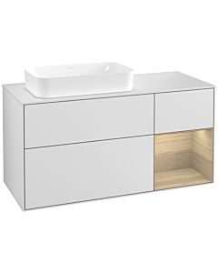 Villeroy und Boch Finion Villeroy und Boch F281PCMT 120cm, plaque de finition blanc mat, étagère à droite Oak Veneer , laqué blanc mat