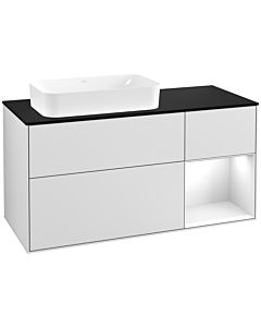 Villeroy und Boch Finion Villeroy und Boch Finion F282GFMT 120cm, cover plate black matt, shelf on the right glossy white lacquer, white matt lacquer