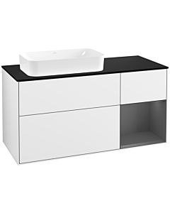 Villeroy und Boch Finion Villeroy und Boch Finion F282GKGF 120cm, cover plate black matt, shelf right Anthracite matt, Glossy white lacquer