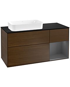 Villeroy und Boch Finion Villeroy und Boch Finion F282GKGN 120cm, cover plate black matt, shelf right Anthracite matt, Walnut veneer