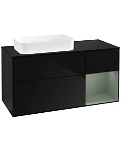Villeroy und Boch Finion Villeroy und Boch Finion F282GMPH 120cm, cover plate black matt, shelf on the right Olive Matt Lacquer , Glossy Black Lacquer
