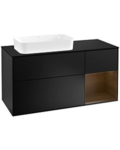 Villeroy und Boch Finion Villeroy und Boch Finion F282GNPD 120cm, cover plate black matt, shelf on the right walnut veneer, black matt lacquer