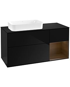 Villeroy und Boch Finion Villeroy und Boch Finion F282GNPH 120cm, cover plate black matt, shelf on the right Glossy Black Lacquer veneer, Glossy Black Lacquer