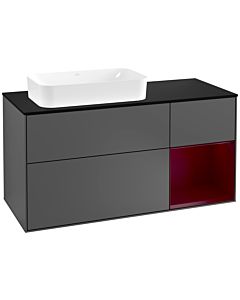 Villeroy und Boch Finion Villeroy und Boch F282HBGK 120cm, plaque de finition noir mat, étagère à droite Peony , anthracite mat