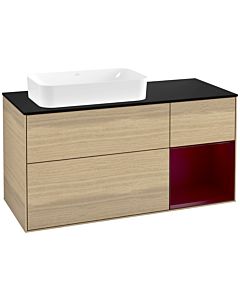 Villeroy und Boch Finion Villeroy und Boch F282HBPC 120cm, couvercle noir mat, étagère à droite Peony , Oak Veneer