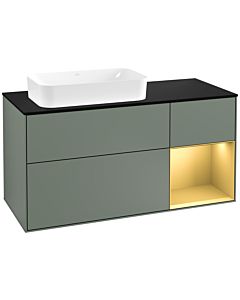 Villeroy und Boch Finion Villeroy und Boch Finion F282HFGM 120cm, cover plate matt black, shelf on the right matt gold, Olive Matt Lacquer