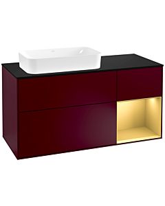 Villeroy und Boch Finion Villeroy und Boch F282HFHB 120cm, plaque de finition noir mat, étagère droite or mat, Peony Matt