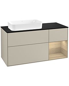 Villeroy und Boch Finion Villeroy und Boch Finion F282PCHH 120cm, cover plate black matt, shelf on the right Oak Veneer , Sand Matt Lacquer