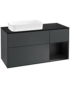 Villeroy und Boch Finion Villeroy und Boch Finion F282PDHG 120cm, cover plate black matt, shelf on the right black matt lacquer, midnight Blue Matt Lacquer