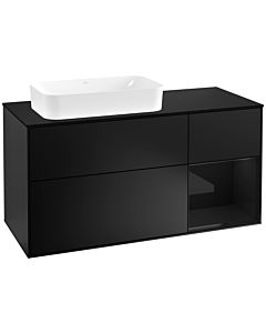 Villeroy und Boch Finion Villeroy und Boch F282PHPD 120cm, plaque de finition noir mat, étagère droite Glossy Black Lacquer , laqué noir mat