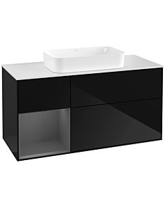 Villeroy und Boch Finion Villeroy und Boch Finion F291GKPH 120cm, cover plate white matt, shelf left anthracite matt, Glossy Black Lacquer