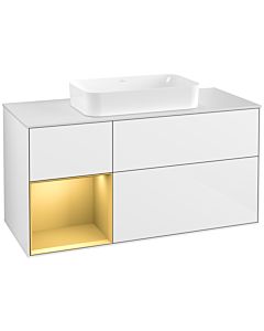Villeroy und Boch Finion Villeroy und Boch Finion F291HFGF 120cm, cover plate white matt, shelf left gold matt, glossy white lacquer