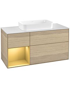 Villeroy und Boch Finion Villeroy und Boch Finion F291HFPC 120cm, cover plate white matt, shelf left gold matt, Oak Veneer