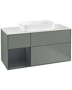 Villeroy und Boch Finion Villeroy und Boch Finion F291HGGM 120cm, cover plate white matt, shelf left Midnight Blue Matt Lacquer , Olive Matt Lacquer