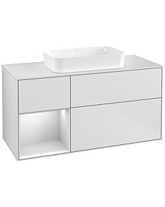 Villeroy und Boch Finion Villeroy und Boch F291MTMT 120cm, plaque de recouvrement blanc mat, étagère gauche laqué blanc mat, laqué blanc mat