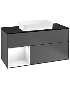 Villeroy und Boch Finion Villeroy und Boch F292GFGK 120cm, couvercle noir mat, étagère gauche laqué blanc brillant, anthracite mat
