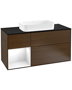 Villeroy und Boch Finion Villeroy und Boch Finion F292GFGN 120cm, cover plate black matt, shelf left glossy white lacquer, walnut veneer