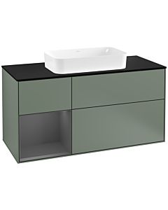 Villeroy und Boch Finion Villeroy und Boch F292GKGM 120cm, plaque de finition noir mat, étagère gauche anthracite mat, Olive Matt Lacquer