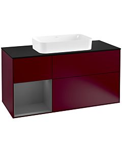 Villeroy und Boch Finion Villeroy und Boch F292GKHB 120cm, plaque de finition noir mat, étagère gauche anthracite mat, Peony Matt