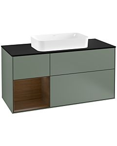 Villeroy und Boch Finion Villeroy und Boch Finion F292GNGM 120cm, cover plate black matt, shelf left Olive Matt Lacquer veneer, Olive Matt Lacquer