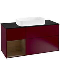 Villeroy und Boch Finion Villeroy und Boch F292GNHB 120cm, plaque de finition noir mat, étagère gauche placage noyer, Peony Matt