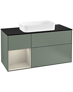 Villeroy und Boch Finion Villeroy und Boch F292HHGM 120cm, plaque de finition noir mat, étagère à gauche Sand Matt Lacquer , Olive Matt Lacquer